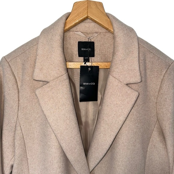 NWT RW&CO NUDE PINK TWILL PEA  COAT, US XL - Picture 7 of 9